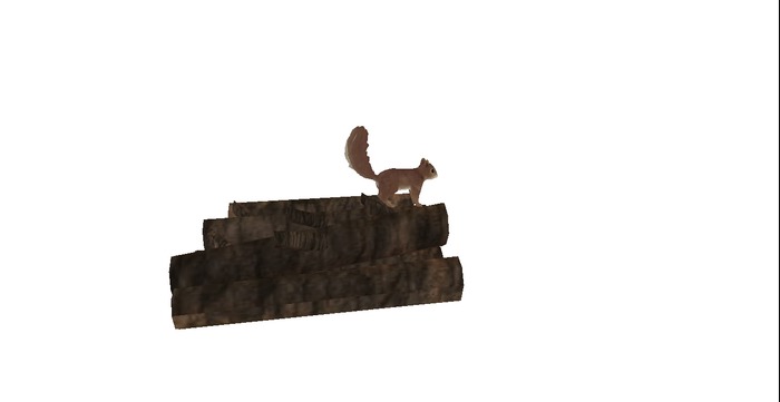 Tiny Animated SQUIRREL On Log Pile  Mesh