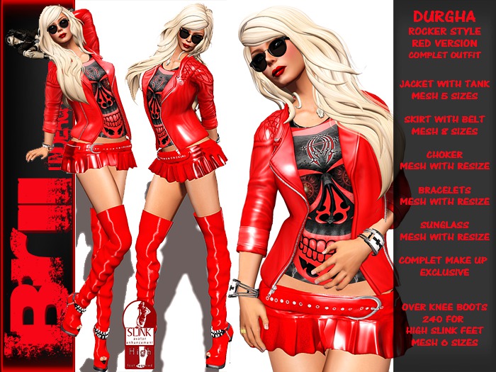 ** DURGHA RED VERSION ROCK STYLE COMPLET OUTFIT ** Brii **
