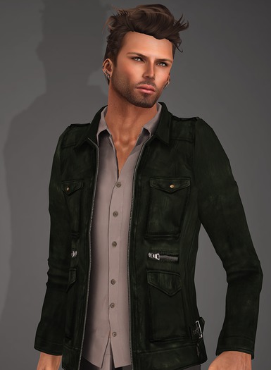 .::C::. Ace: Green Leather Jacket & Shirt