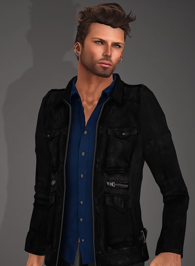 .::C::. Ace: Black Leather Jacket & Shirt