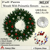 FC - Christmas Wreath With Poinsettia flowers set 04 . only 1 prim! FULL PERM