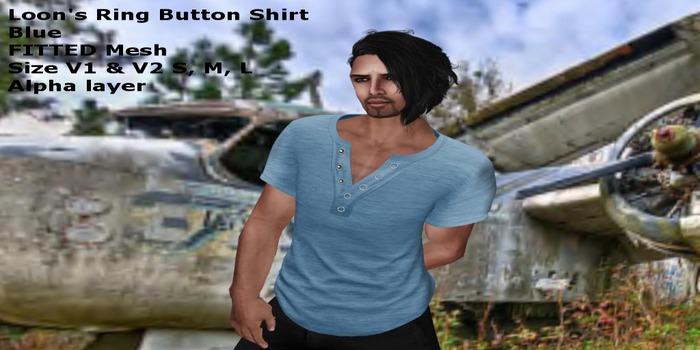 Loon's Ring Button Shirt (Blue) 