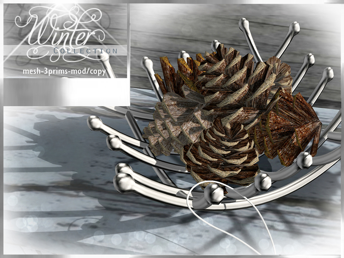 Winter Collection Pine Cones Wire Bowl Decor (mod/copy)