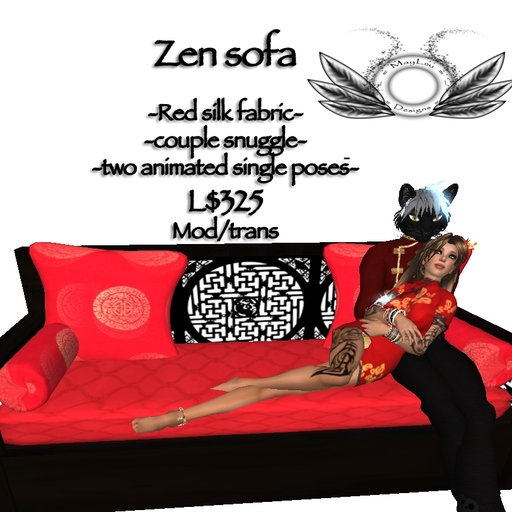 Zen sofa - Red silk