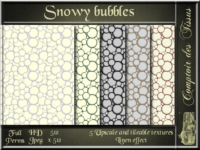 Snowy bubbles - 5 FULL PERMS Textures