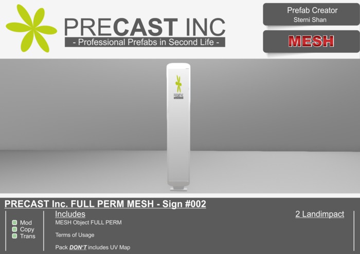 PRECAST Inc. FULL PERM MESH - Sign #002