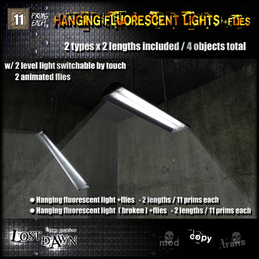 :LOST DAWN: Hanging fluorescent lights +flies