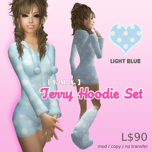 [Y.M.X.] terry hoodie set light blue