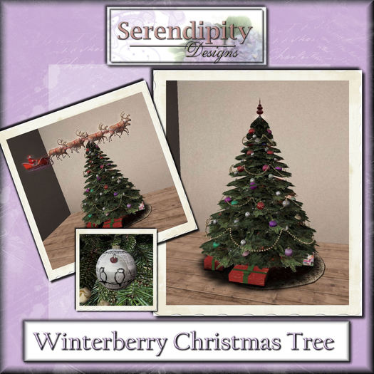 Serendipity Designs - Winterberry Christmas Tree w/ Santa's Sleigh and Music!