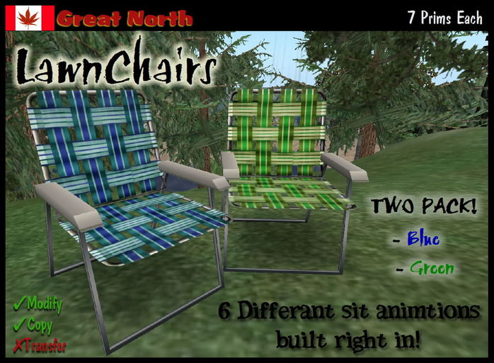 Lawn Chairs - Blue/Green (2 Pack!!)