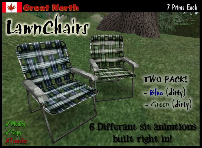 Lawn Chairs - Blue/Green DIRTY (2 Pack!!)
