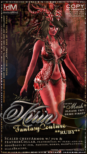 !dM deviousMind "Madame Kirin" **RUBY** Fantasy Couture