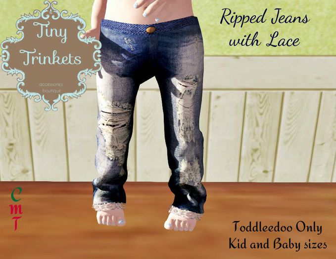 {T.T} "Ripped & Lace" washedjeans
