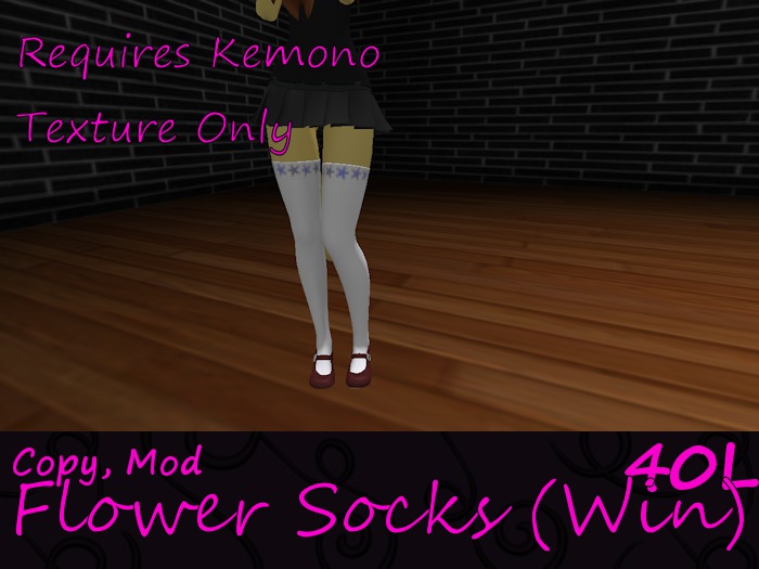 *TRIX* White Flower-Topped Winter Kemono Stockings