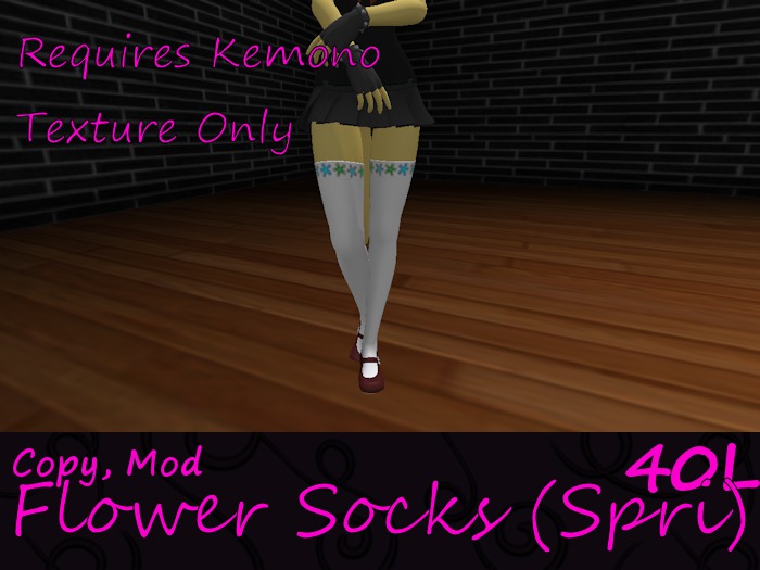*TRIX* White Flower-Topped Spring Kemono Stockings