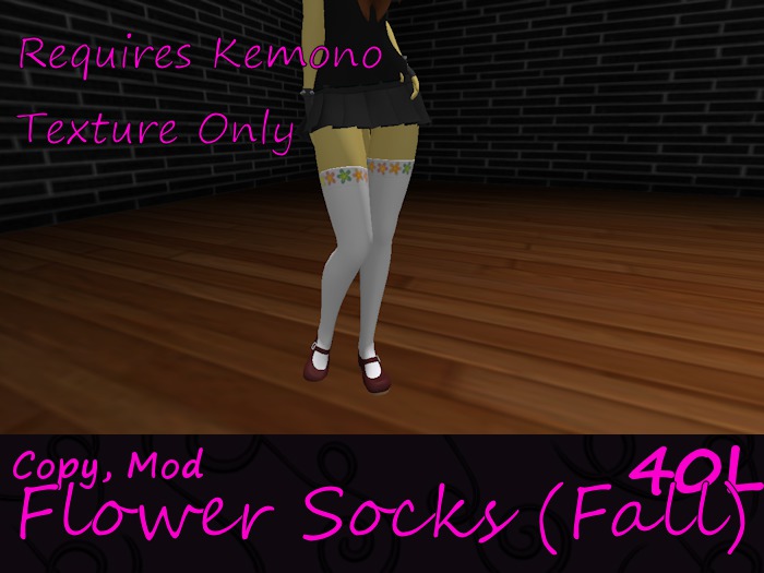*TRIX* White Flower-Topped Fall Kemono Stockings