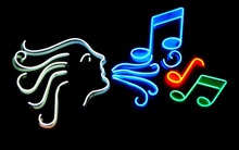 Flashing Neon Texture  Singer-  Music Notes Sign