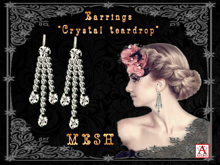 .:AVON'S:. Mesh Earrings "Crystal teardrop"