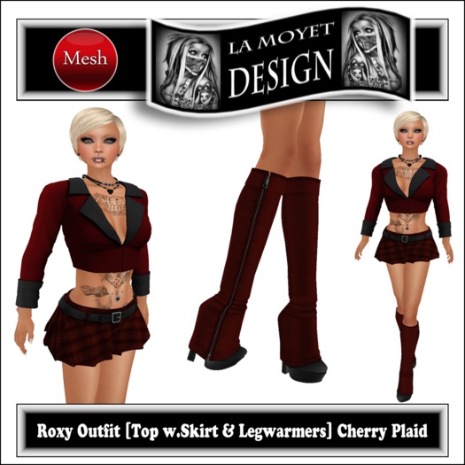 ~LM~Mesh Roxy Outfit [Cherry Plaid]