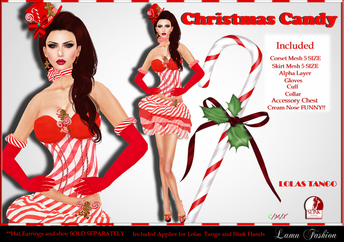 -Lamu Fashion-Outfit *Christmas Candy* (INCLUDED APPLIER LOLAS TANGO and SLINK GLOVES) !DISCOUNT!