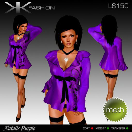 KKF - Natalie Night Robe -  Purple
