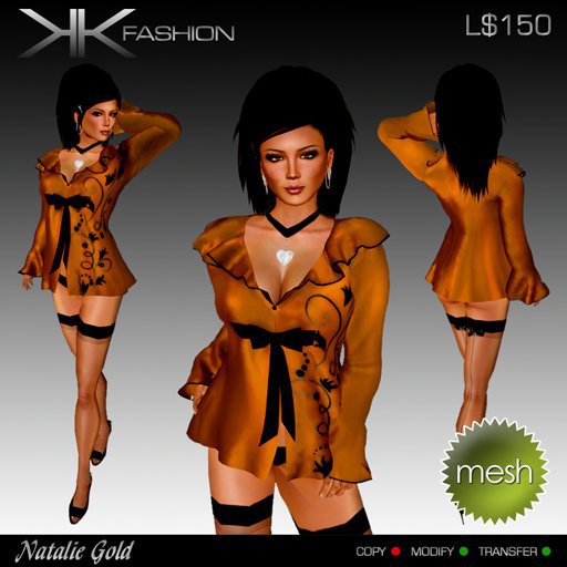KKF - Natalie Night Robe -  Gold