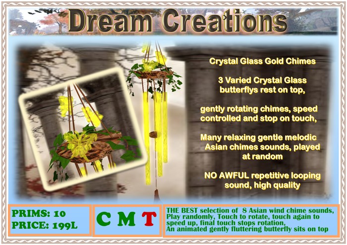 Wind Chimes Crystal Gold
