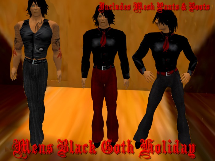 Mens Black Goth Holiday Outfits Boxed
