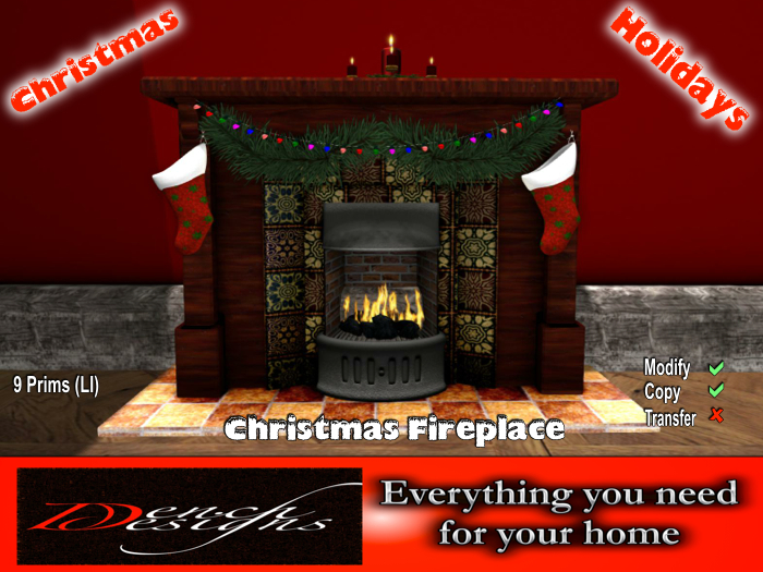 Dench Designs Dark Wood Christmas Fireplace