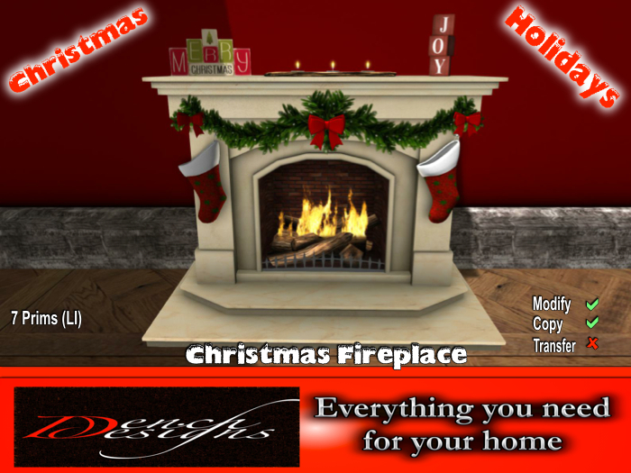 Dench Designs Christmas Fireplace with Candles