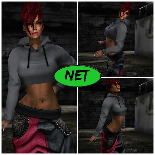 ::NET::SHIRT HOODIE MESH GREY