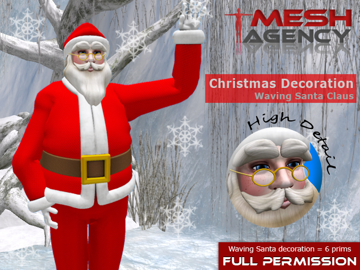 Santa Decoration "Waving " FULL PERM