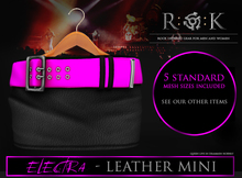 R:O:K STORE Elektra Blk Leather Skirt / Pink Belt *