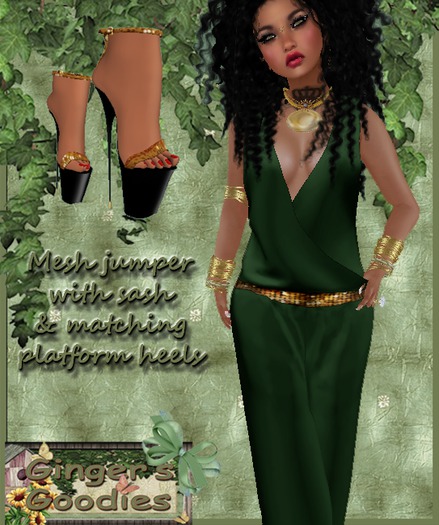 jumper with sash & matching platforms-green( Hold&Click)
