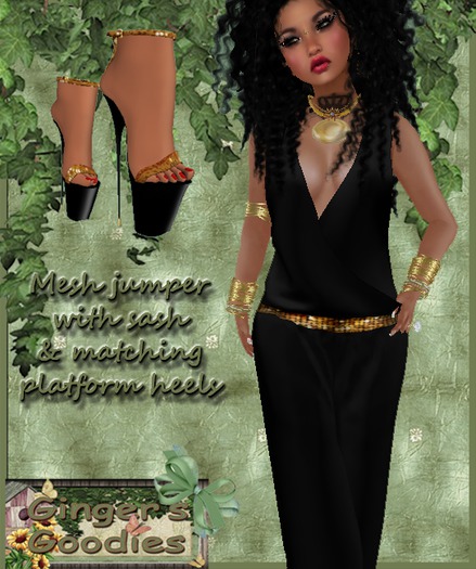 jumper with sash & matching platforms-black( Hold&Click)