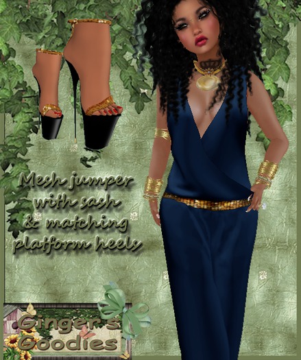 jumper with sash & matching platforms-blue( Hold&Click)