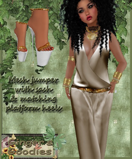 jumper with sash & matching platforms-beige( Hold&Click)