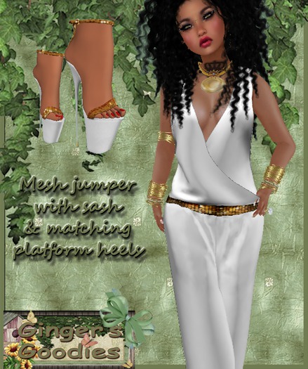 jumper with sash & matching platforms-white( Hold&Click)