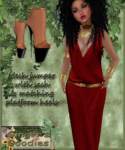jumper with sash & matching platforms-red( Hold&Click)