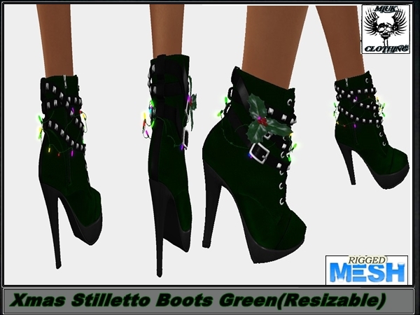 MIUK - Green Xmas BOOTS _ Stilettos (Resizable)