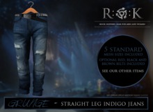R:O:K  STORE GRUNGE JEANS INDIGO*