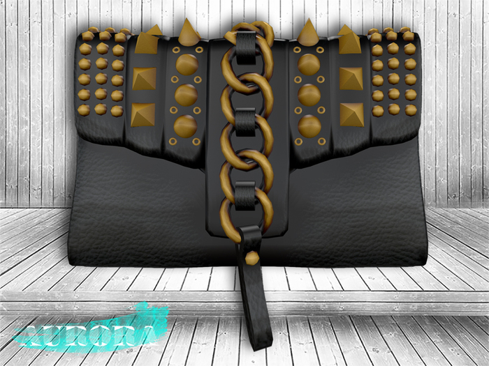 AURORA - Mesh Heavy Metal Studded Clutch - Ink