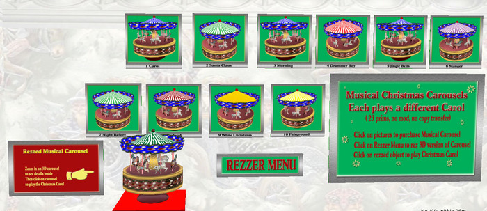 POZ Miniature Christmas Carousel boxed 9 White Christmas