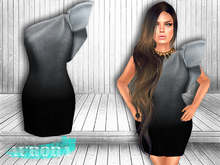 AURORA - Mesh Ruffle Shoulder Dress - Charcoal Ombre