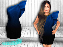 AURORA - Mesh Ruffle Shoulder Dress - Midnight Ombre