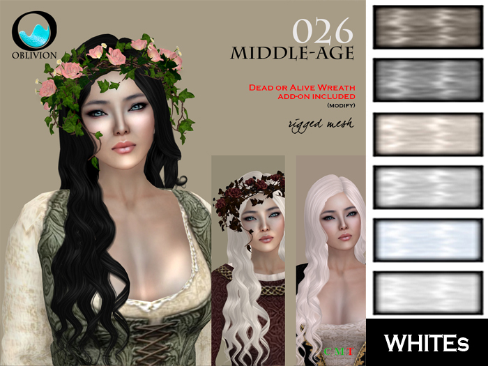 [ Oblivion ] Middle-age 026 WHITES - Medieval Hairstyle