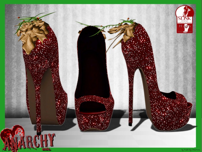 *An@rchy Ink* Slink High Peep Toe Heels - Christmas 