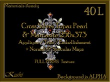 Cross Silver Topaz Pearl Marcasite 256x373 Applique / Embellishment / Trim with Alpha Full Perms Materials Ready