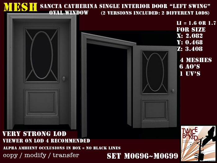 Gorgeous FP mesh single interior door (oval window) left M0696 M0699