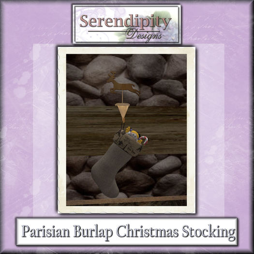 Serendipity Designs - Christmas Stocking - Parisian Burlap